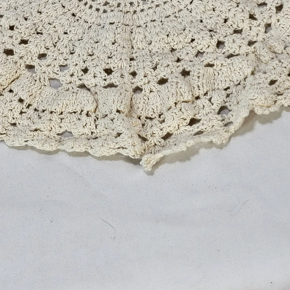 Vintage Handmade Crochet Doily Lot Lace Table Runners Cream Beige Boho 21pc